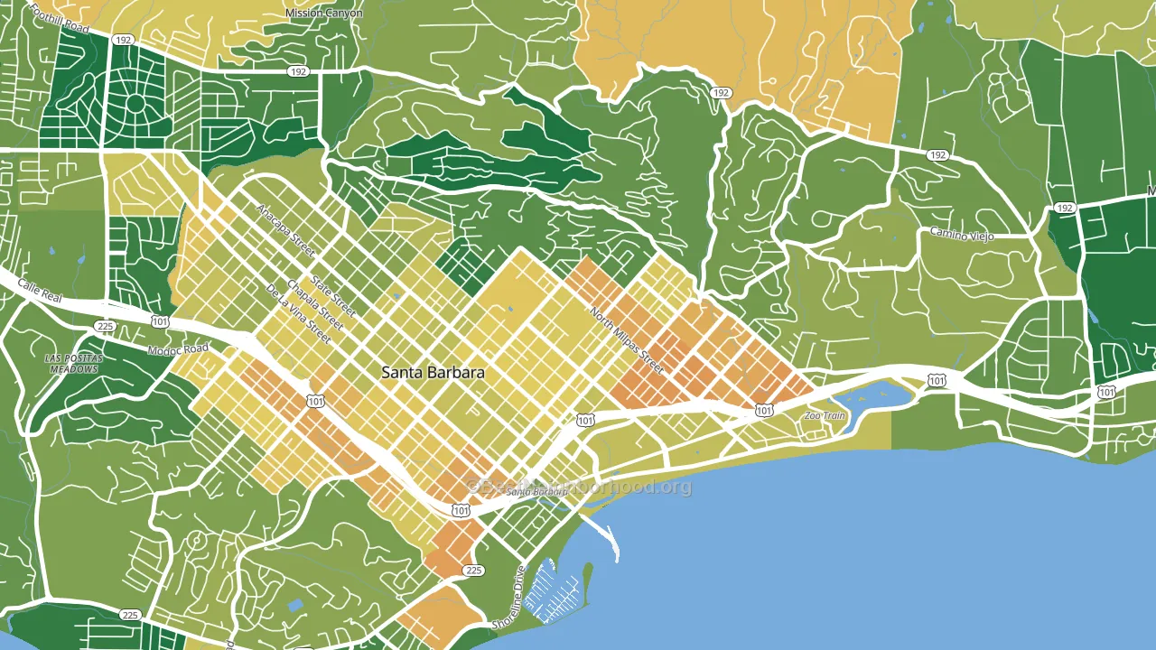 Lower East, Santa Barbara, CA block-group voter-turnout map