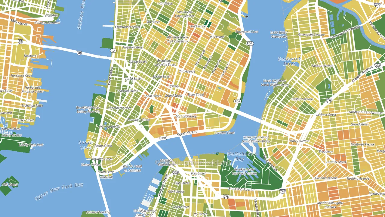 Lower East Side, Manhattan, NY block-group voter-turnout map