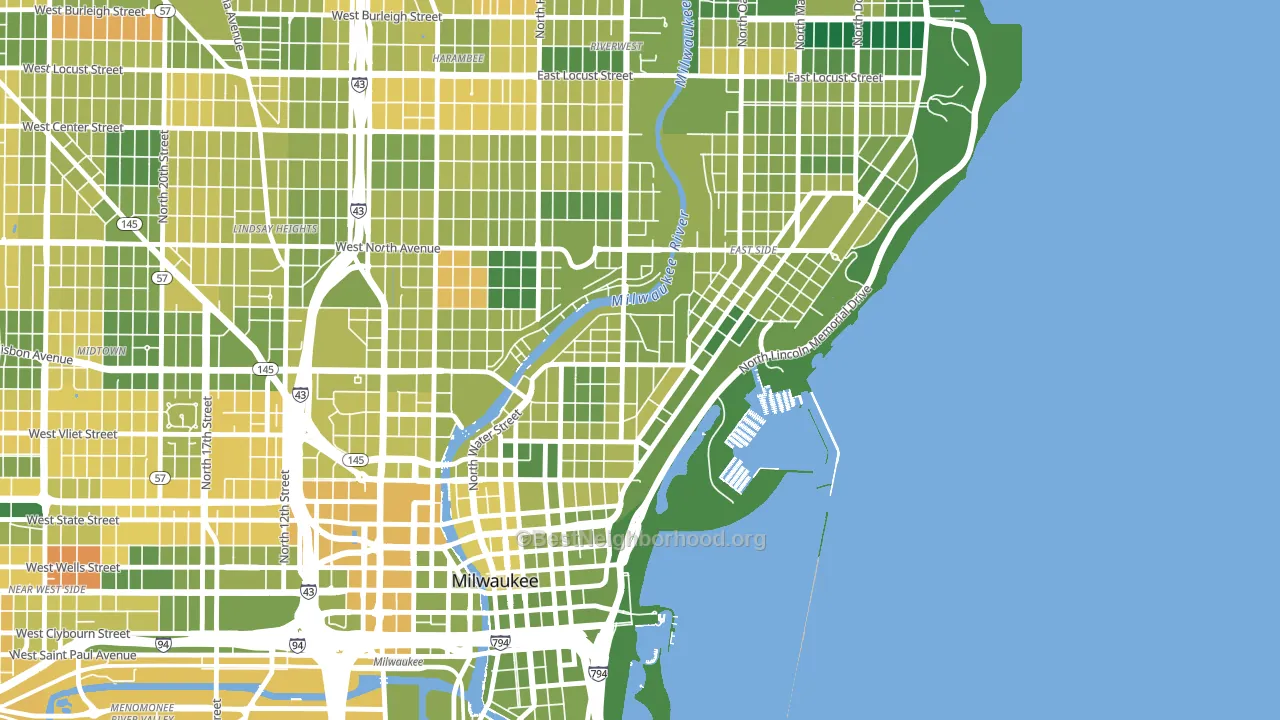 Lower East Side, Milwaukee, WI block-group voter-turnout map