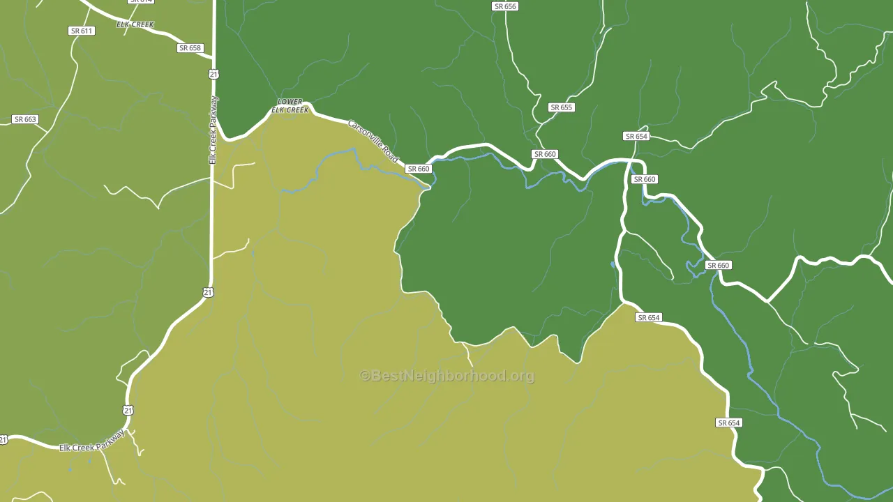 Lower Elk Creek, VA block-group voter-turnout map