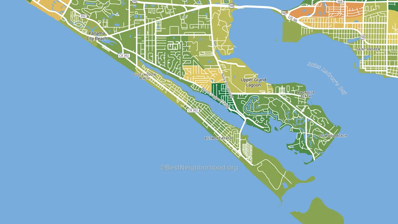 Lower Grand Lagoon, FL block-group voter-turnout map