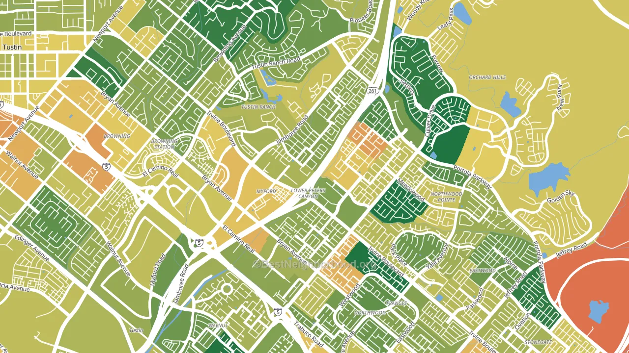 Lower Peters Canyon, Irvine, CA block-group voter-turnout map