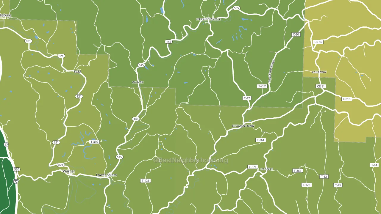 Lower Salem, OH block-group voter-turnout map
