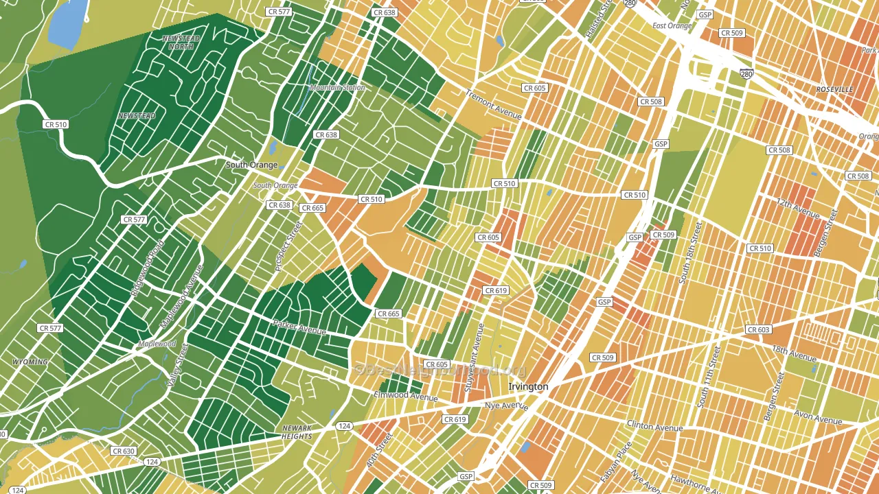 Lower Vailsburg, Newark, NJ block-group voter-turnout map