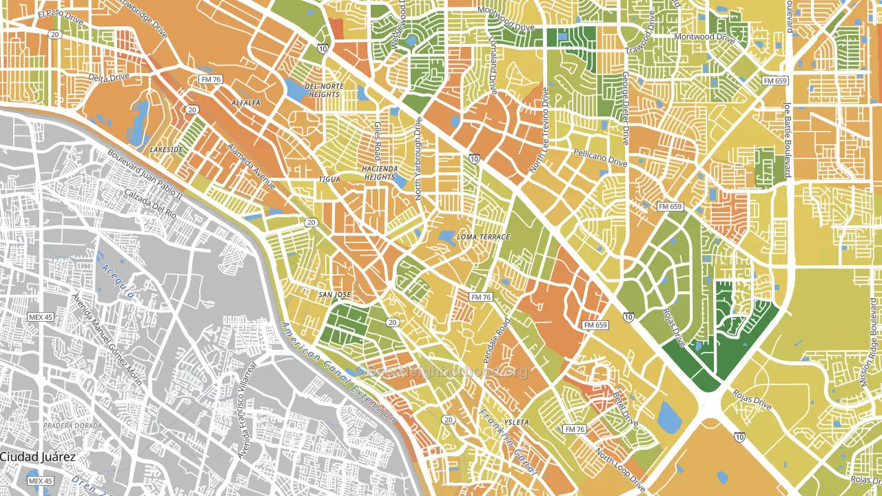 Lower Valley, El Paso, TX block-group voter-turnout map