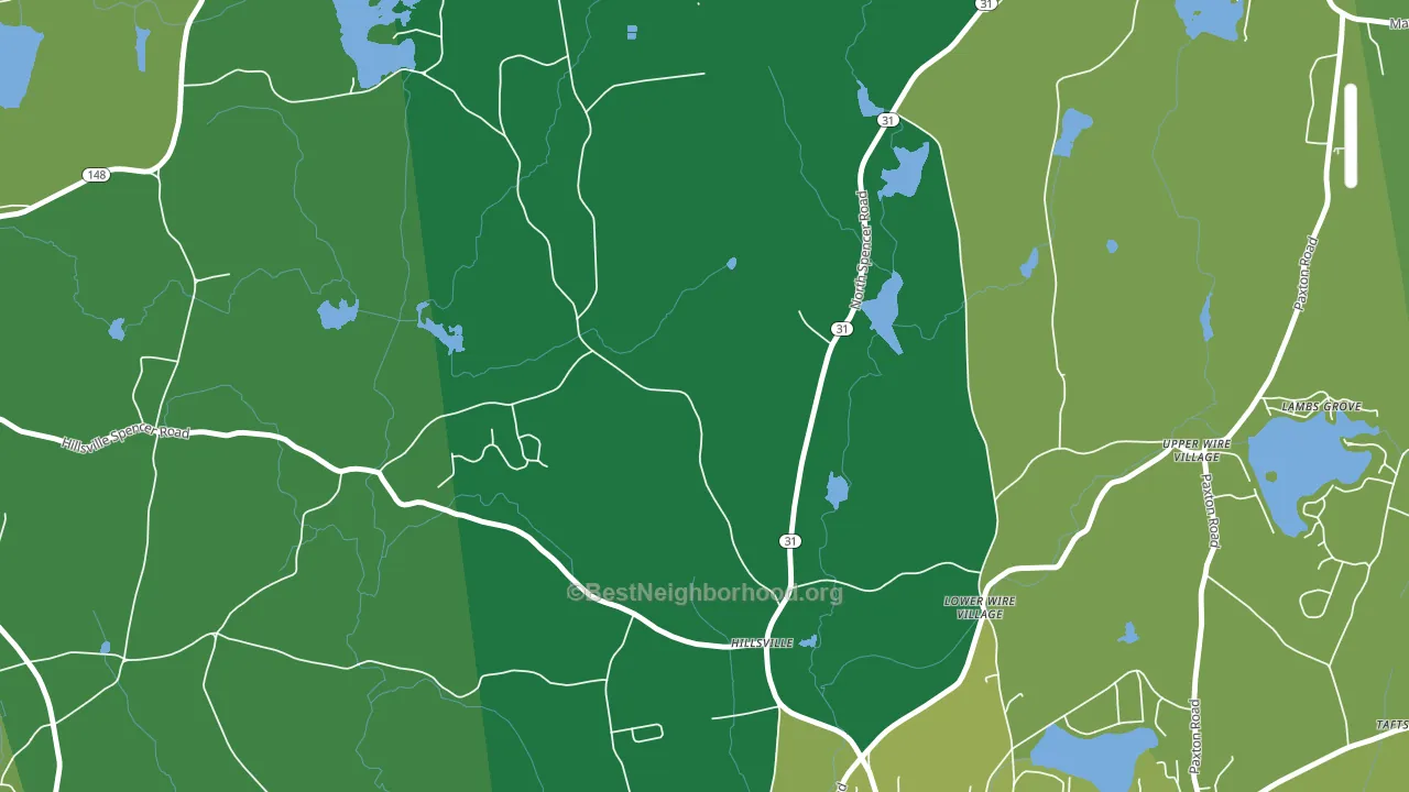 Lower Wire Village, MA block-group voter-turnout map
