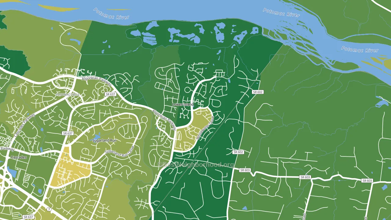 Lowes Island, VA block-group voter-turnout map