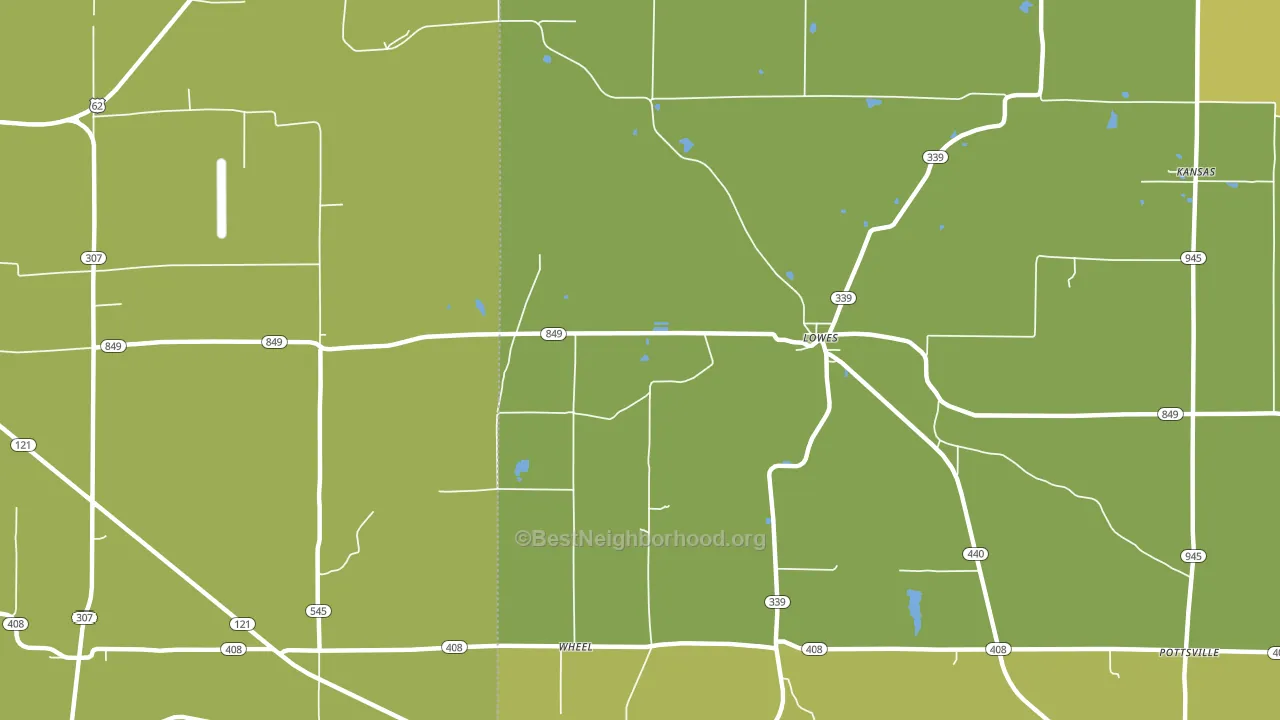 Lowes, KY block-group voter-turnout map