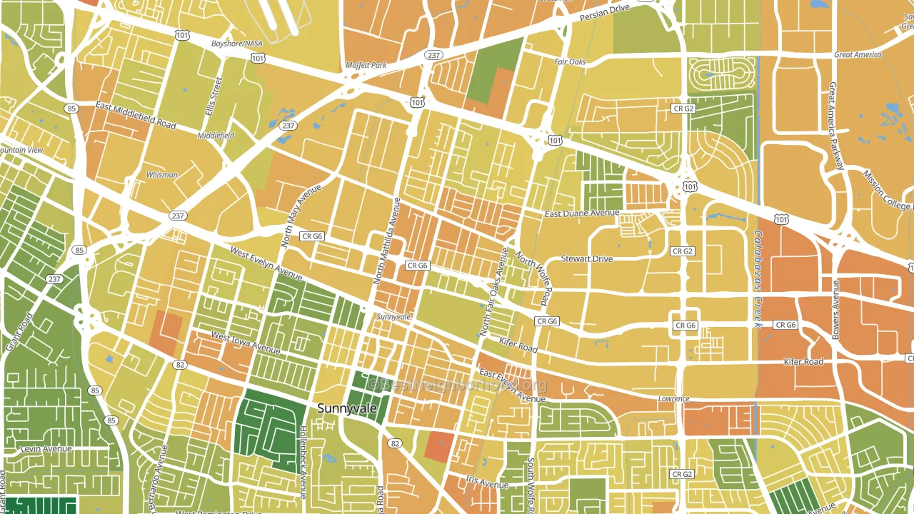 Lowlanders, Sunnyvale, CA block-group voter-turnout map