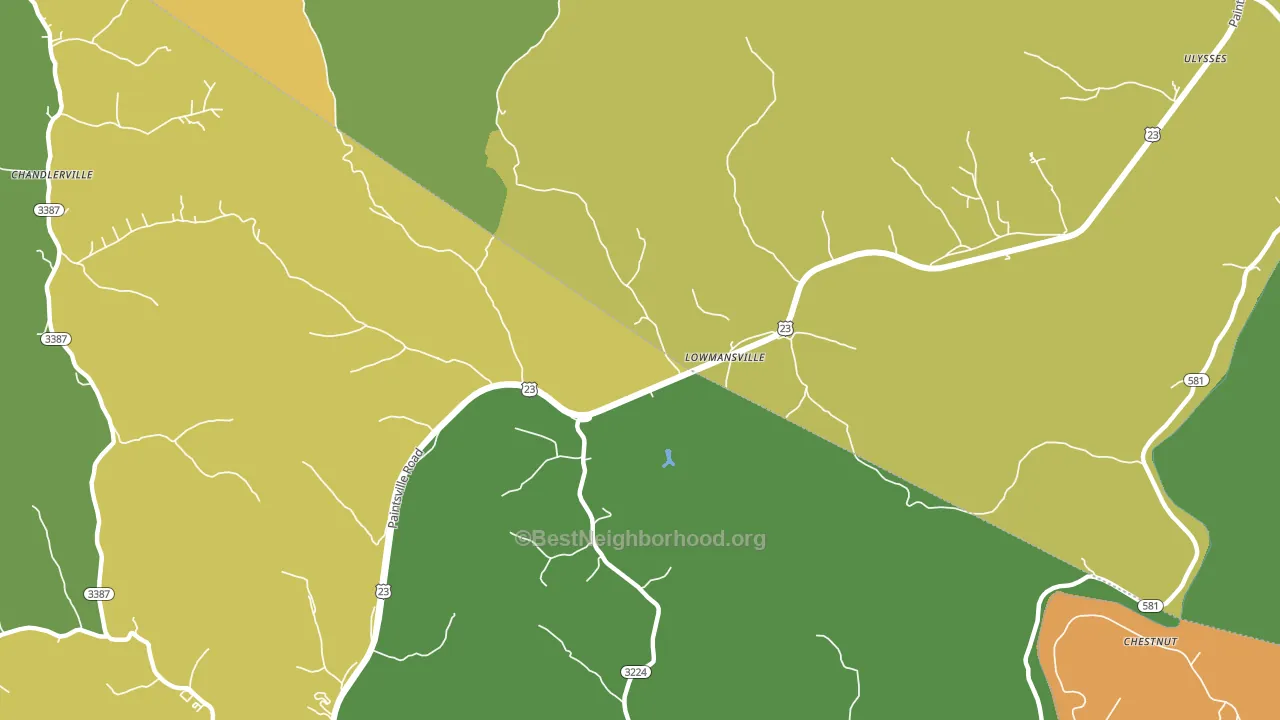 Lowmansville, KY block-group voter-turnout map