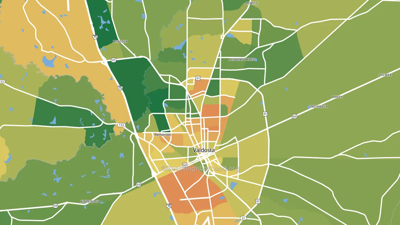 Lowndes County, GA block-group voter-turnout map