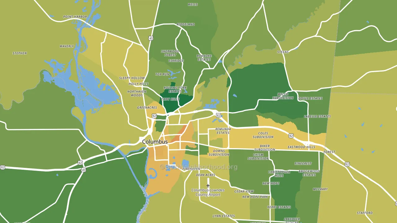 Lowndes County, MS block-group voter-turnout map