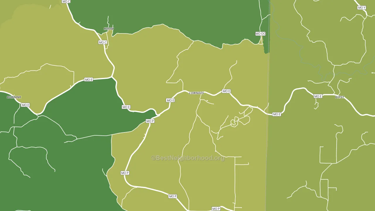 Lowndes, MO block-group voter-turnout map