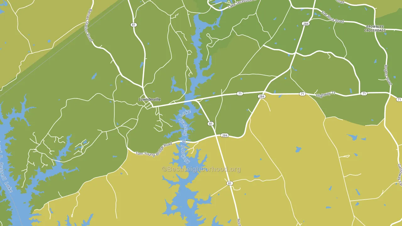 Lowndesville, SC block-group voter-turnout map