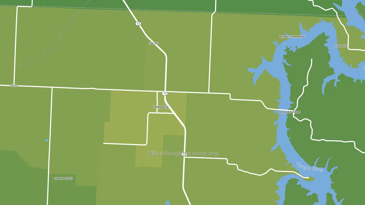Lowry City, MO block-group voter-turnout map