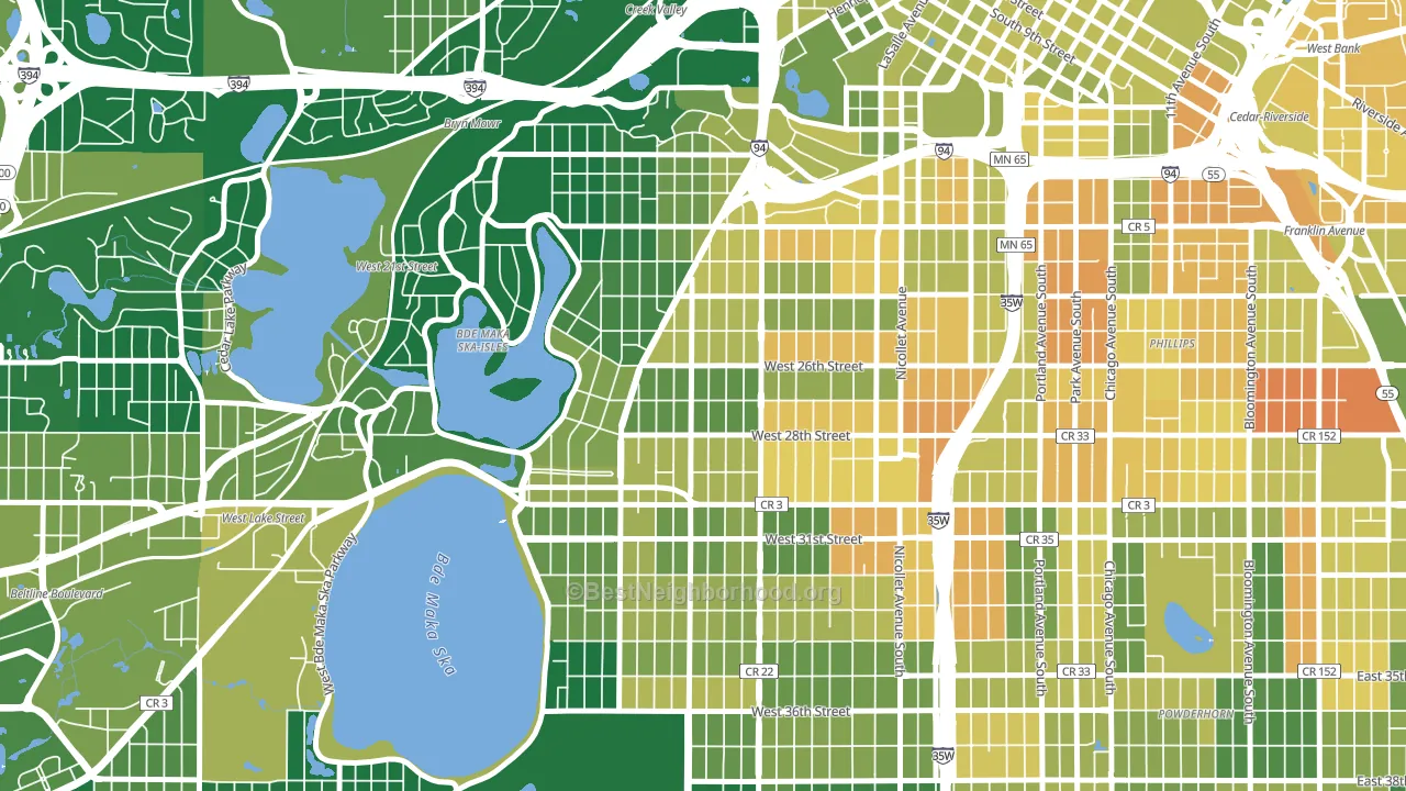 Lowry Hill East, Minneapolis, MN block-group voter-turnout map
