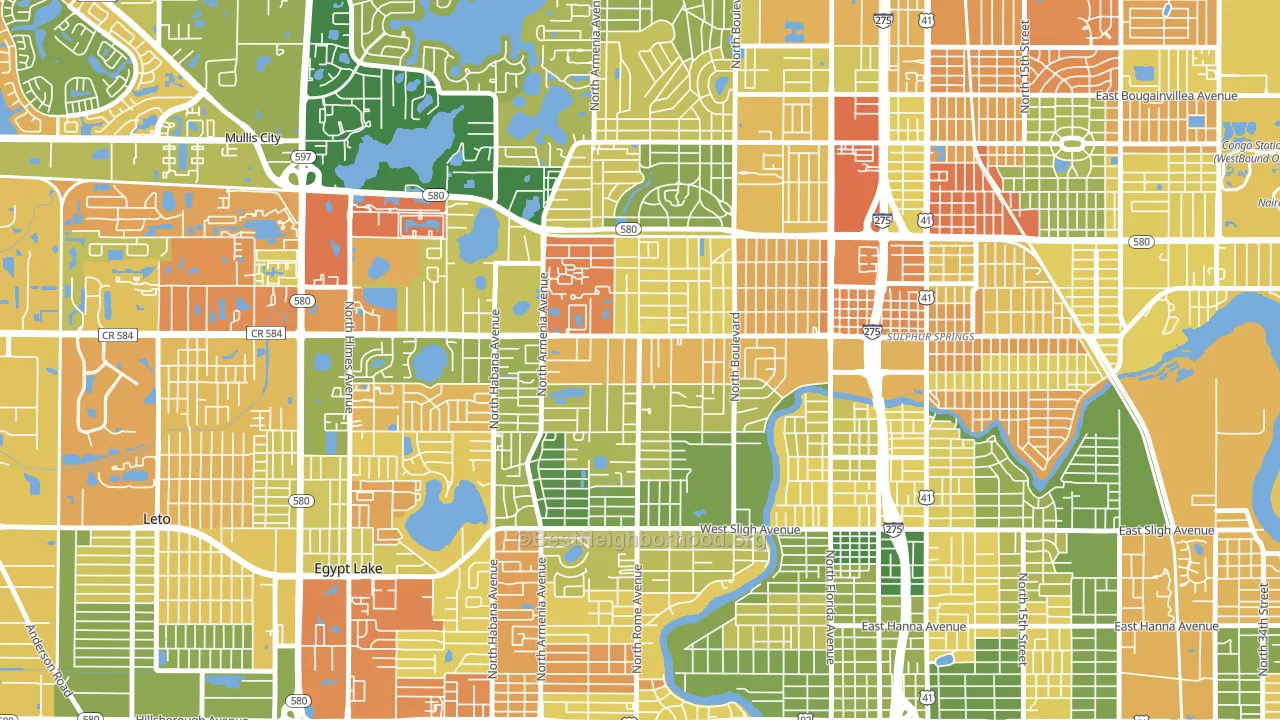 Lowry Park Central, Tampa, FL block-group voter-turnout map