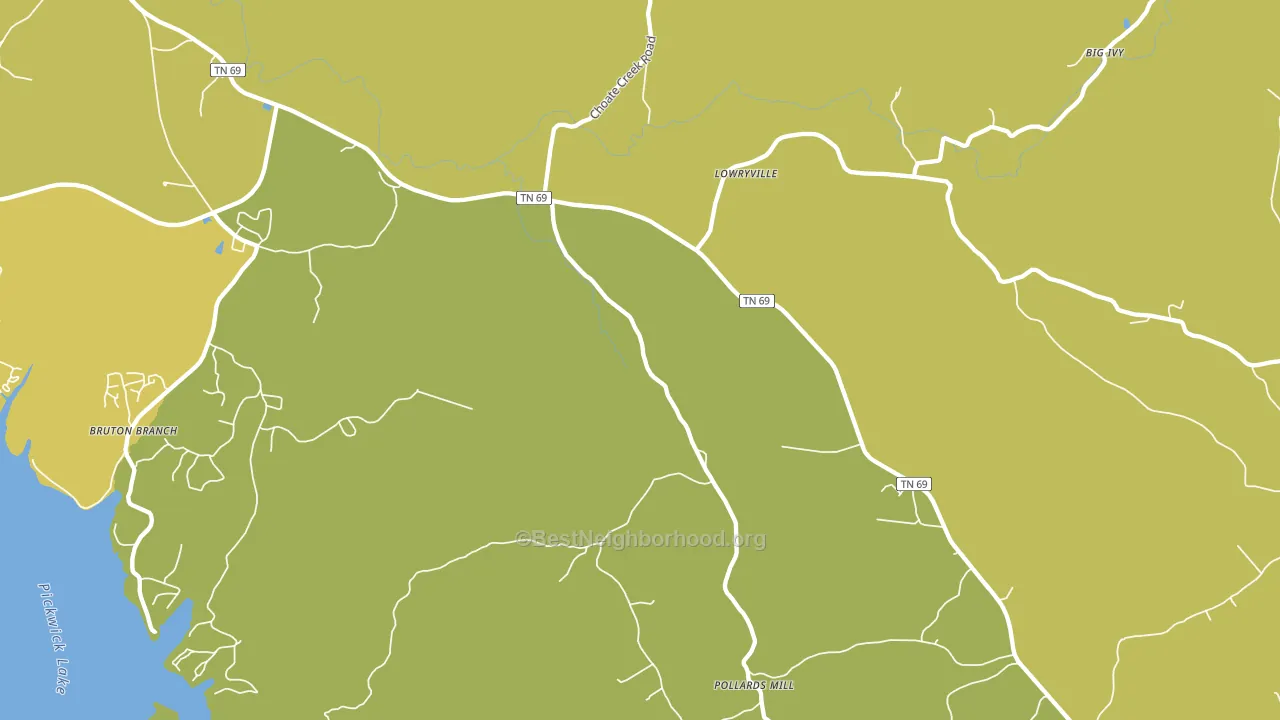 Lowryville, TN block-group voter-turnout map