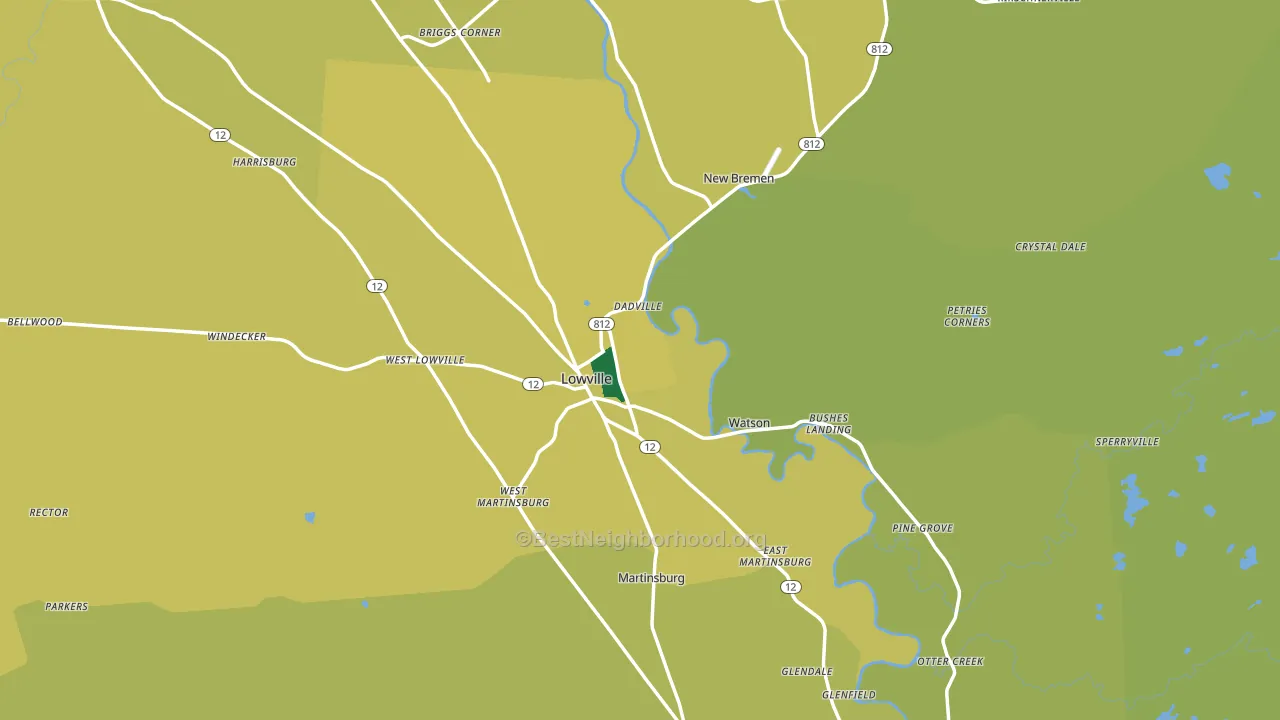 Lowville, NY block-group voter-turnout map