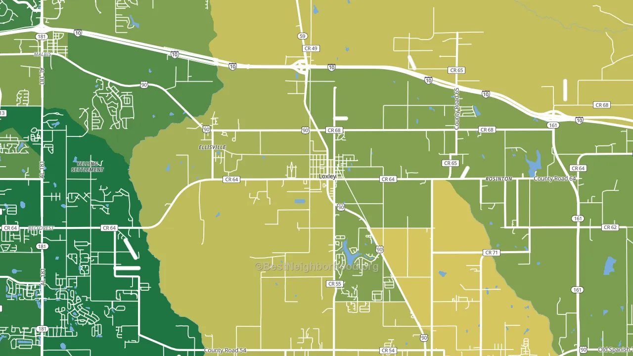 Loxley, AL block-group voter-turnout map