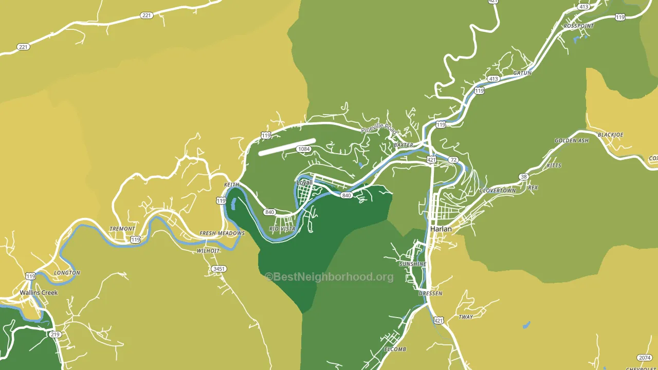 Loyall, KY block-group voter-turnout map