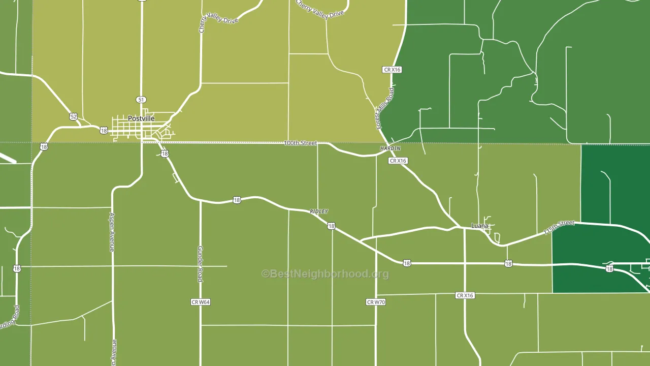 Luana, IA block-group voter-turnout map