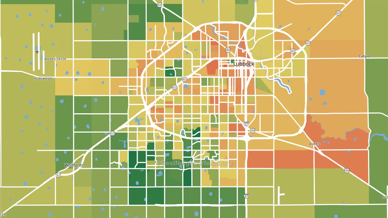 Lubbock County, TX block-group voter-turnout map