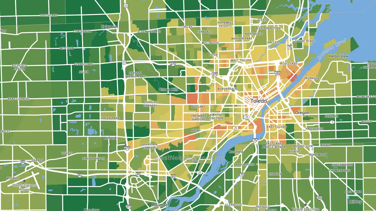 Lucas County, OH block-group voter-turnout map