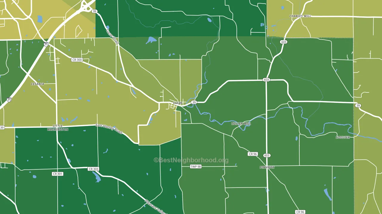 Lucas, OH block-group voter-turnout map