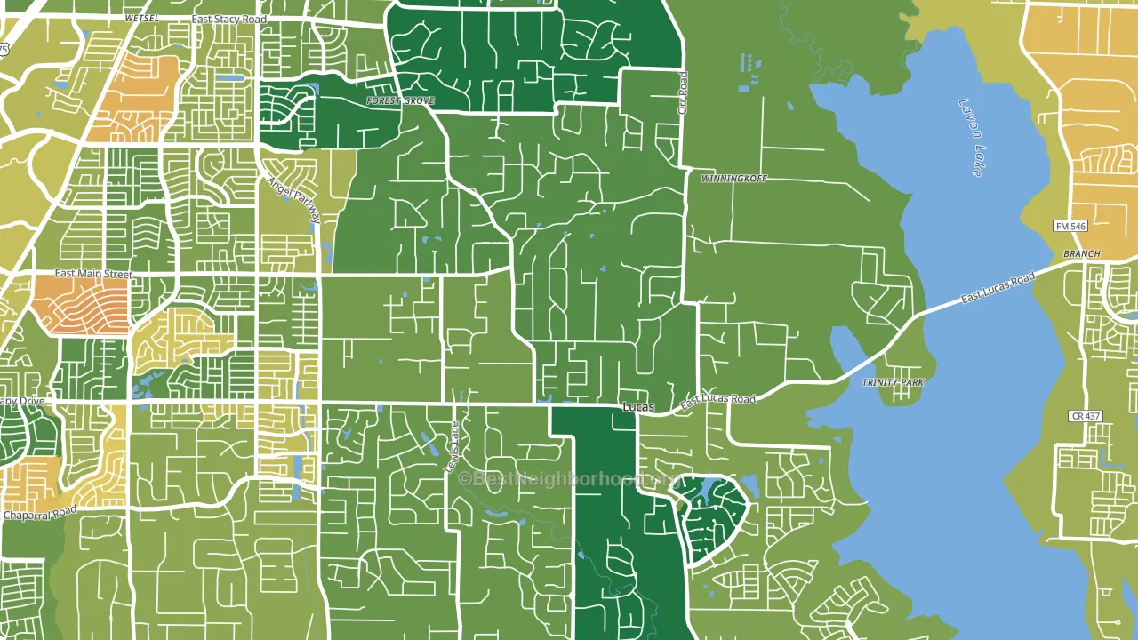 Lucas, TX block-group voter-turnout map