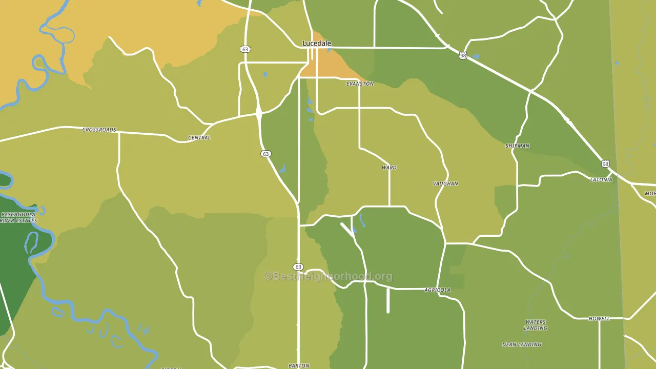 Lucedale, MS block-group voter-turnout map