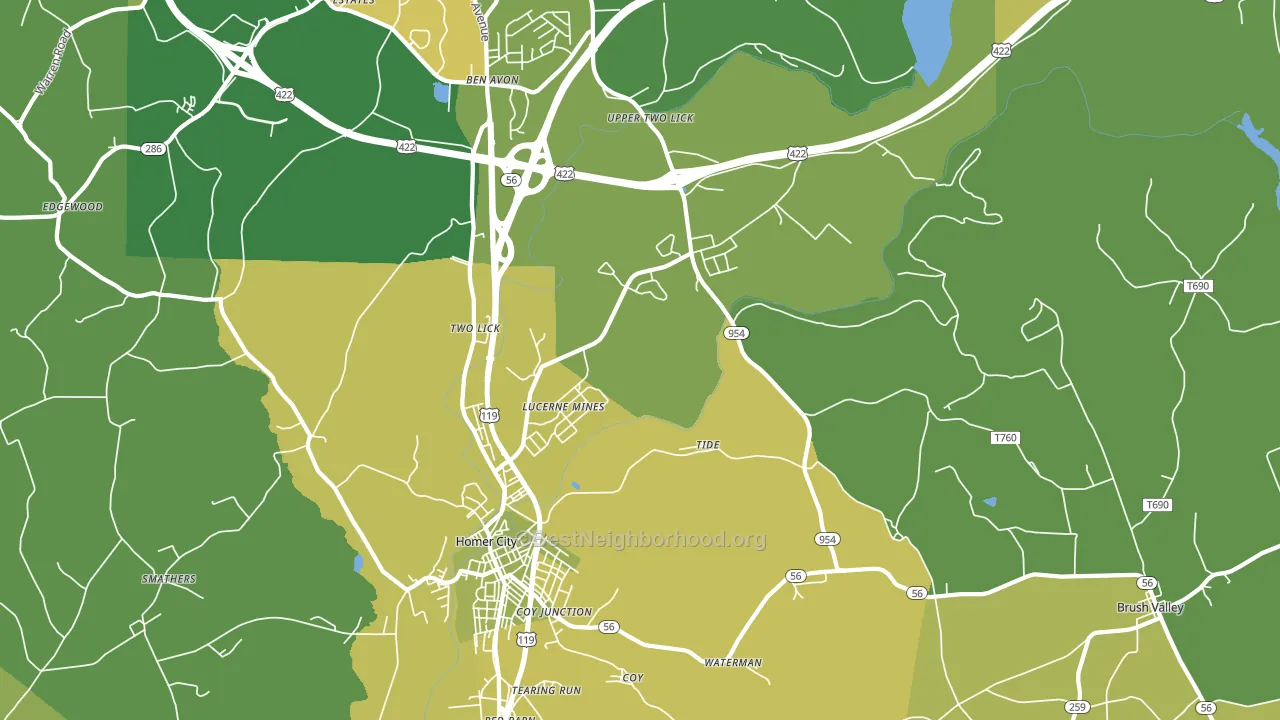 Lucerne Mines, PA block-group voter-turnout map