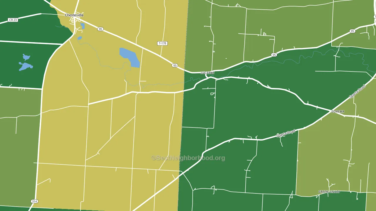 Lucerne, OH block-group voter-turnout map