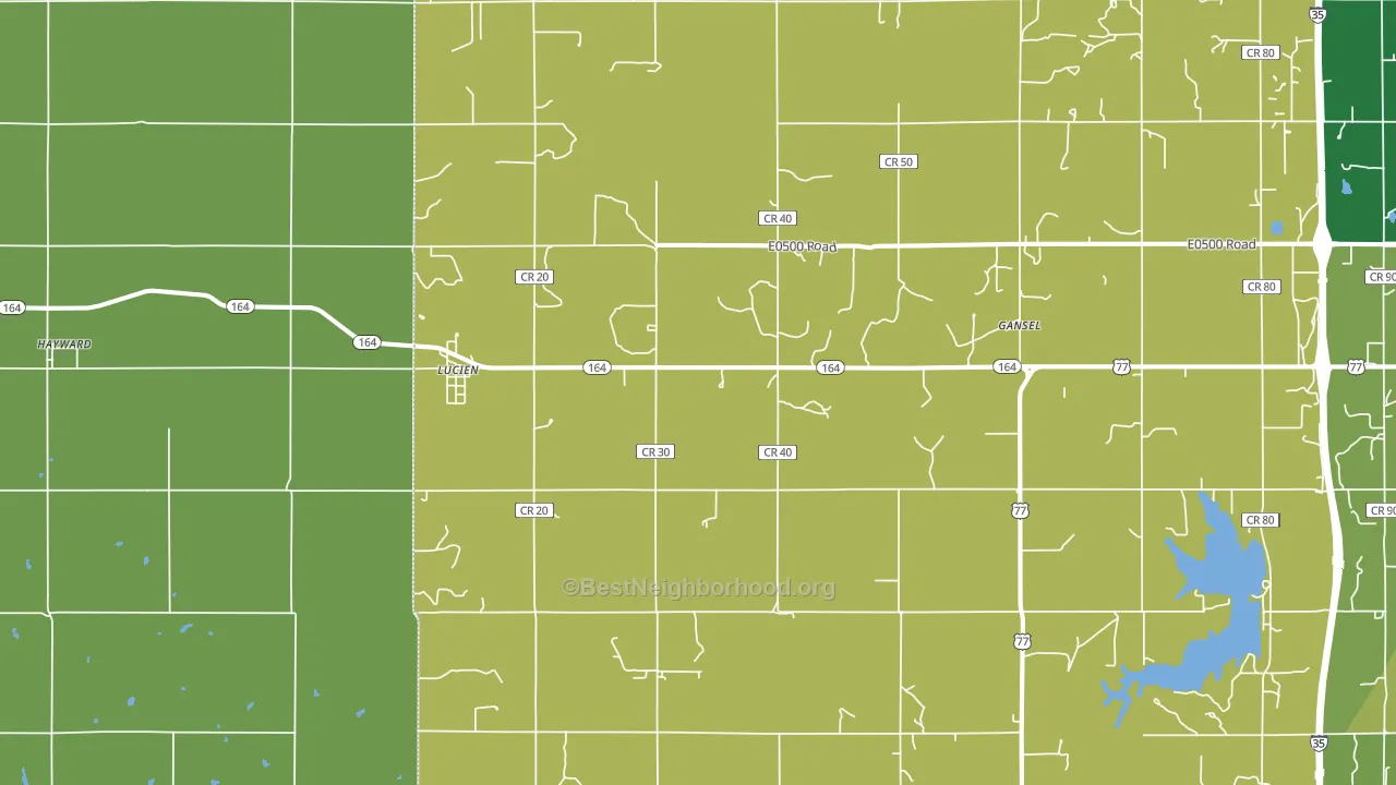 Lucien, OK block-group voter-turnout map