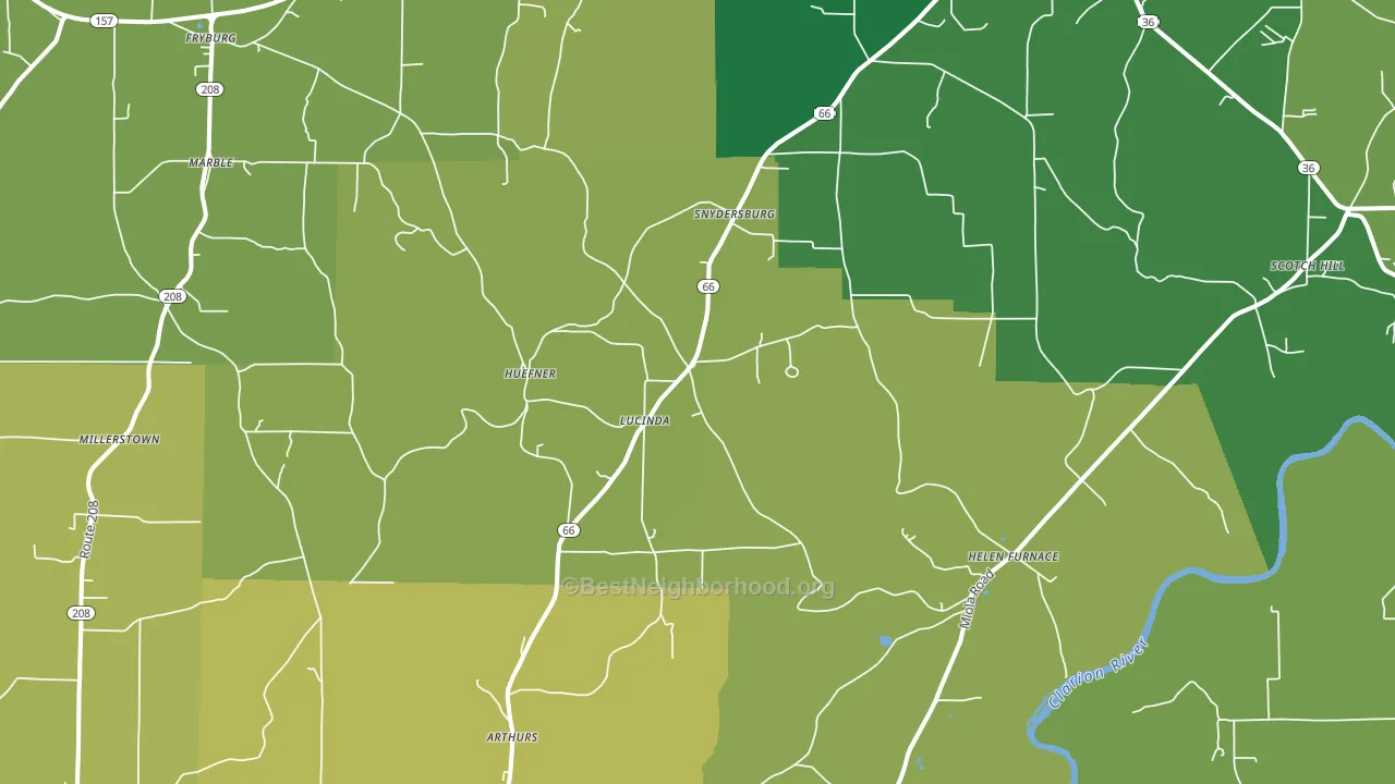 Lucinda, PA block-group voter-turnout map
