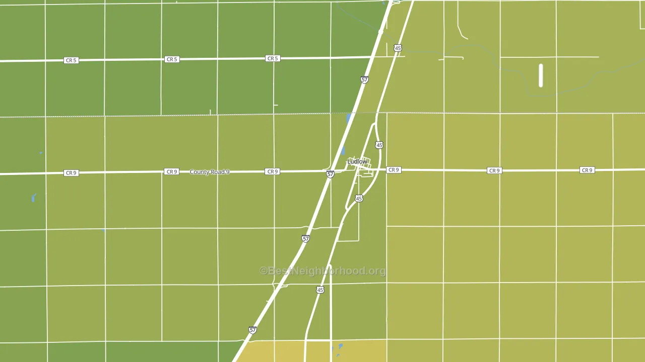 Ludlow, IL block-group voter-turnout map