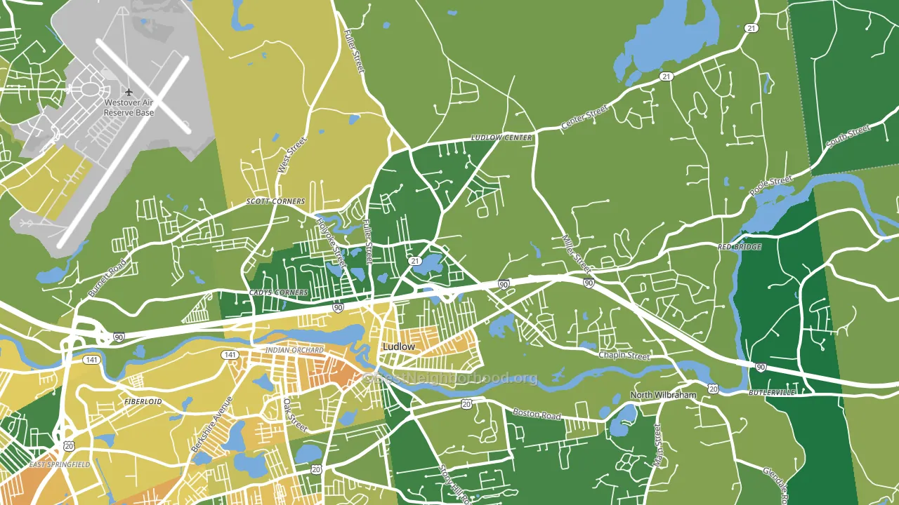 Ludlow, MA block-group voter-turnout map