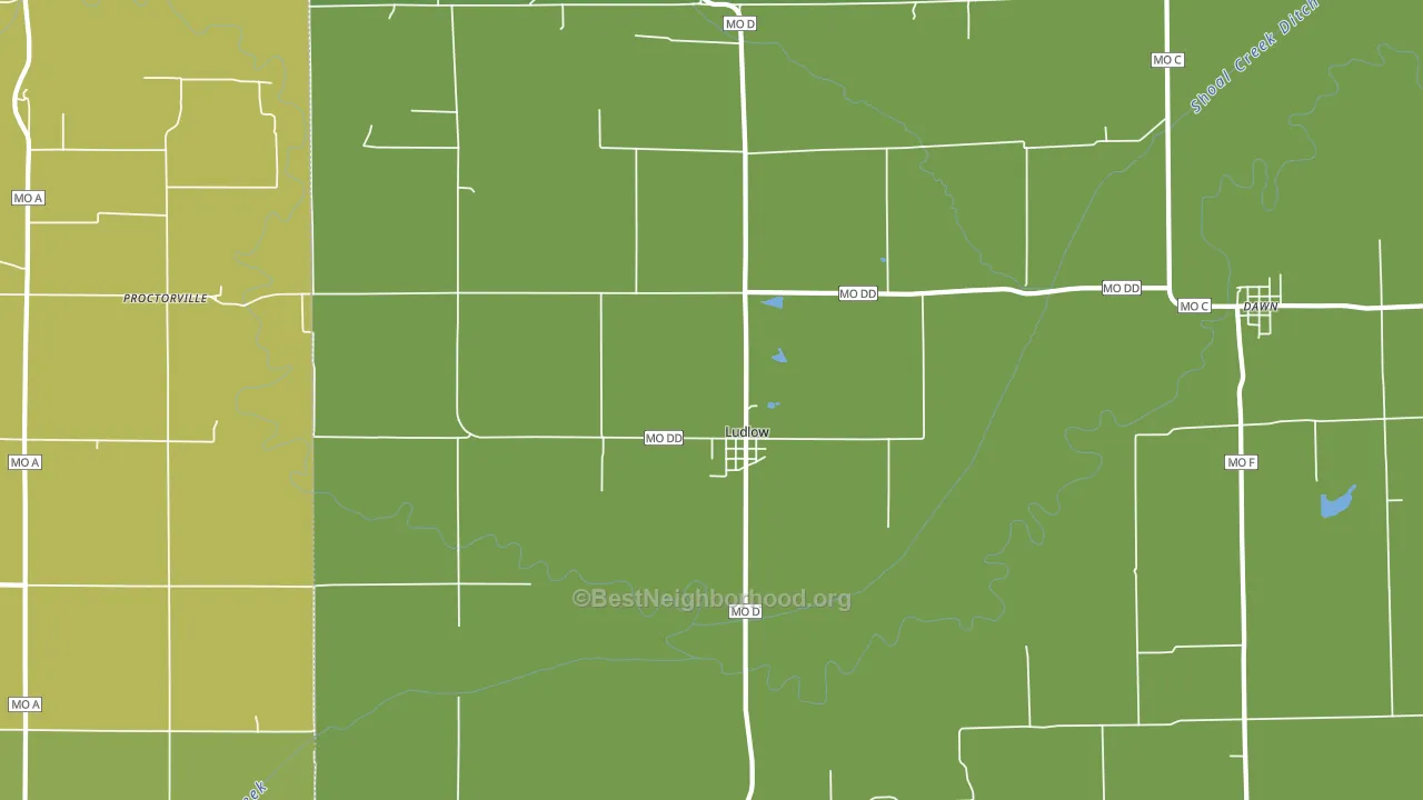 Ludlow, MO block-group voter-turnout map