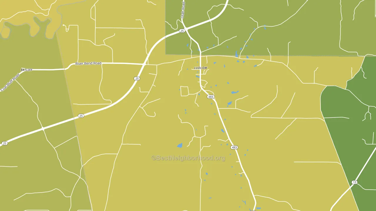 Ludlow, MS block-group voter-turnout map