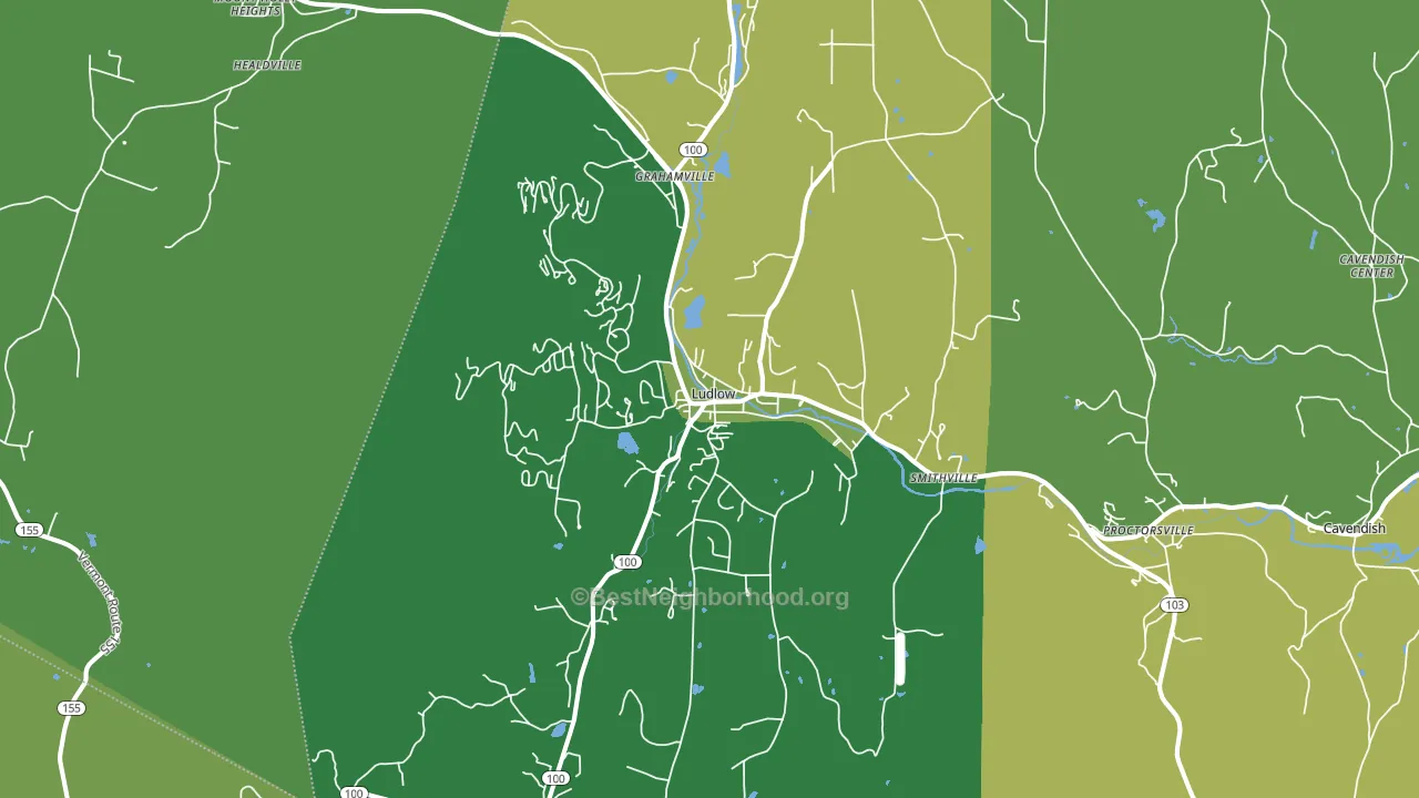 Ludlow, VT block-group voter-turnout map