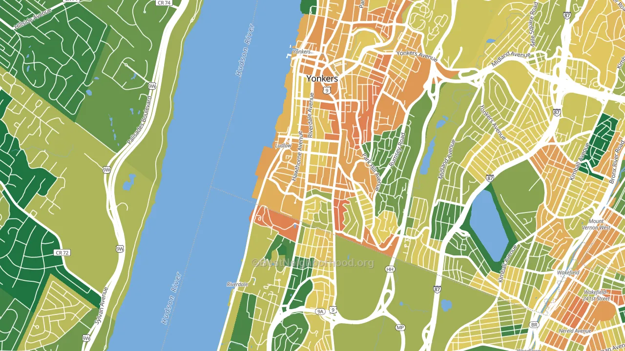 Ludlow, Yonkers, NY block-group voter-turnout map