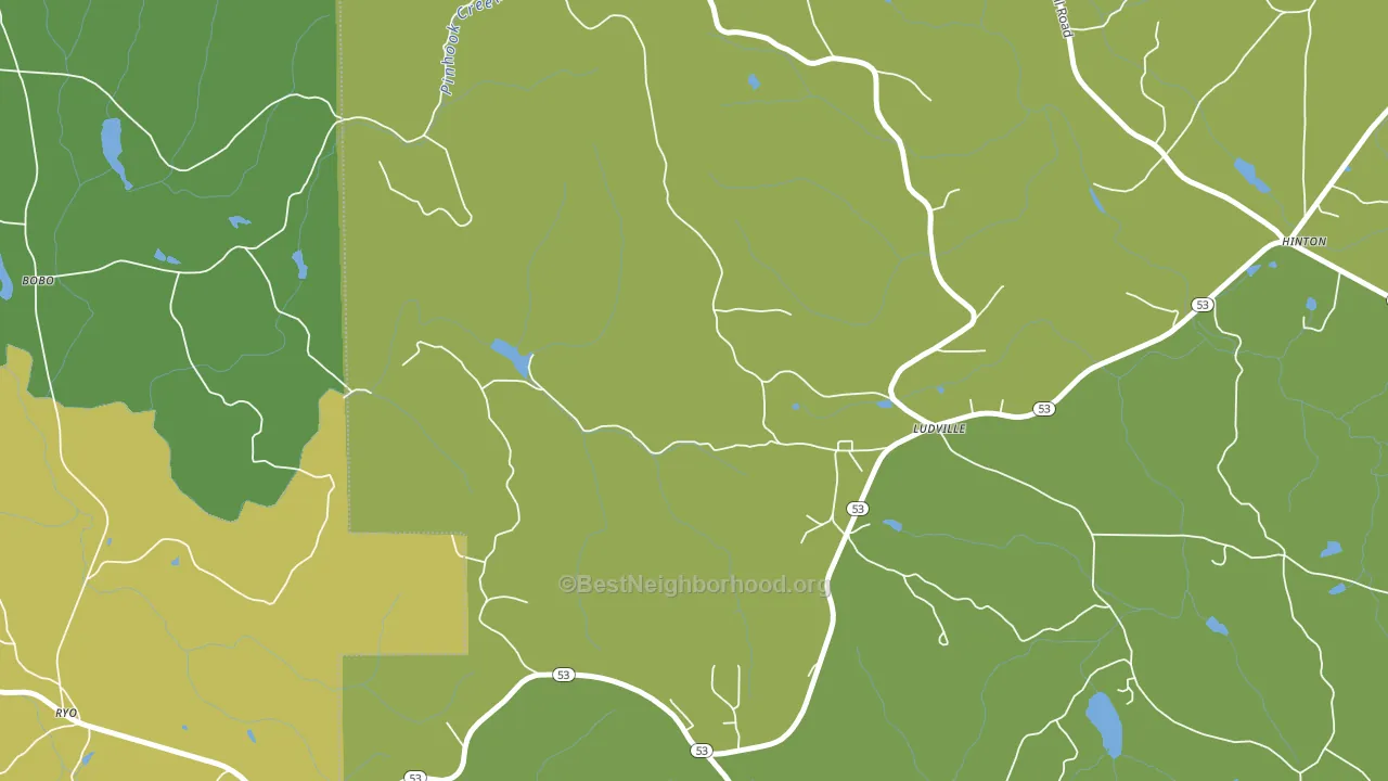 Ludville, GA block-group voter-turnout map
