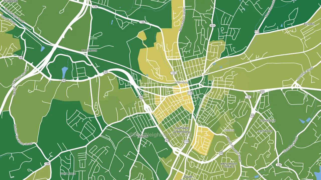 Ludwick, Greensburg, PA block-group voter-turnout map
