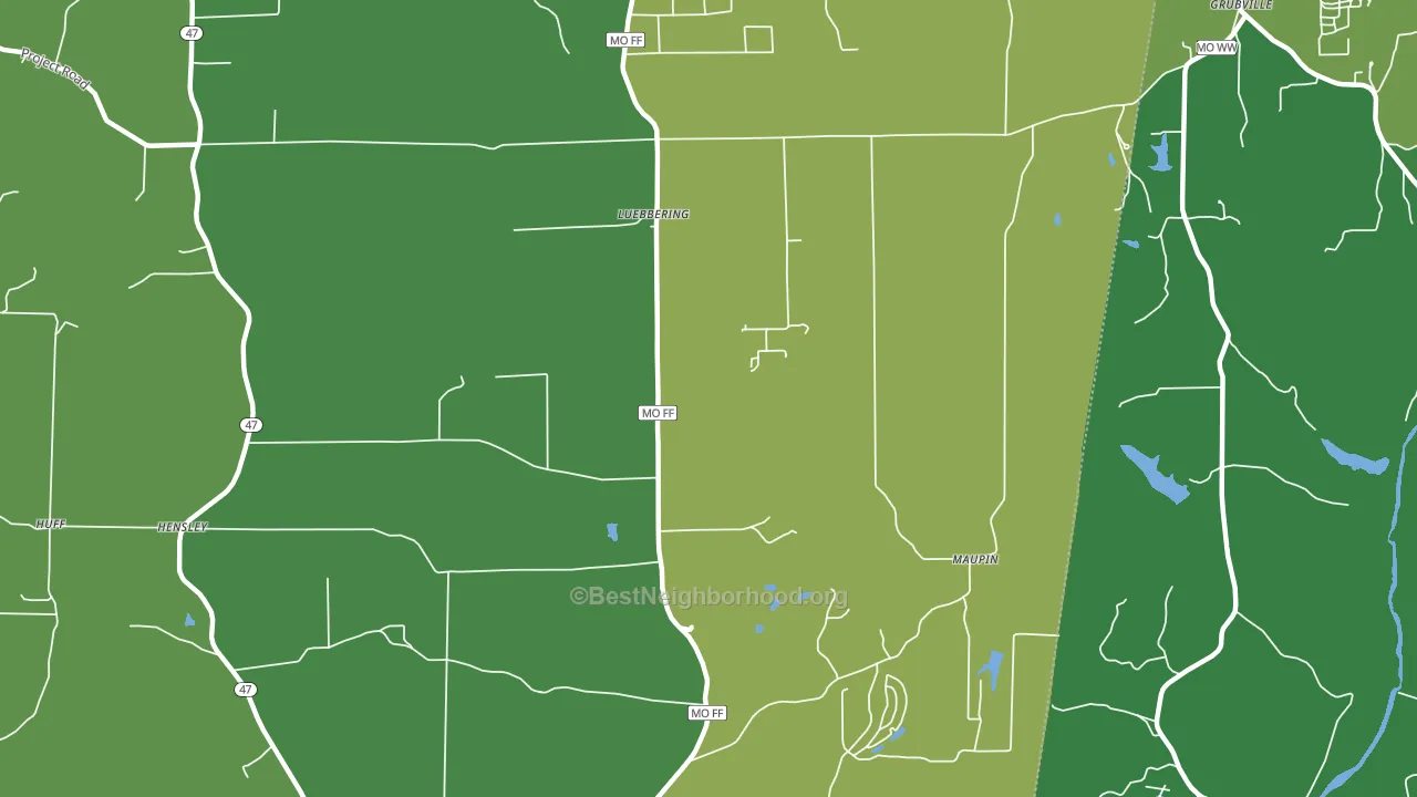 Luebbering, MO block-group voter-turnout map