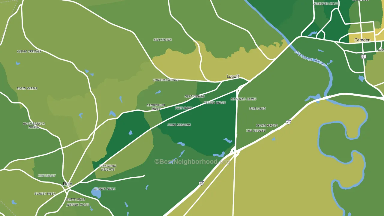 Lugoff, SC block-group voter-turnout map