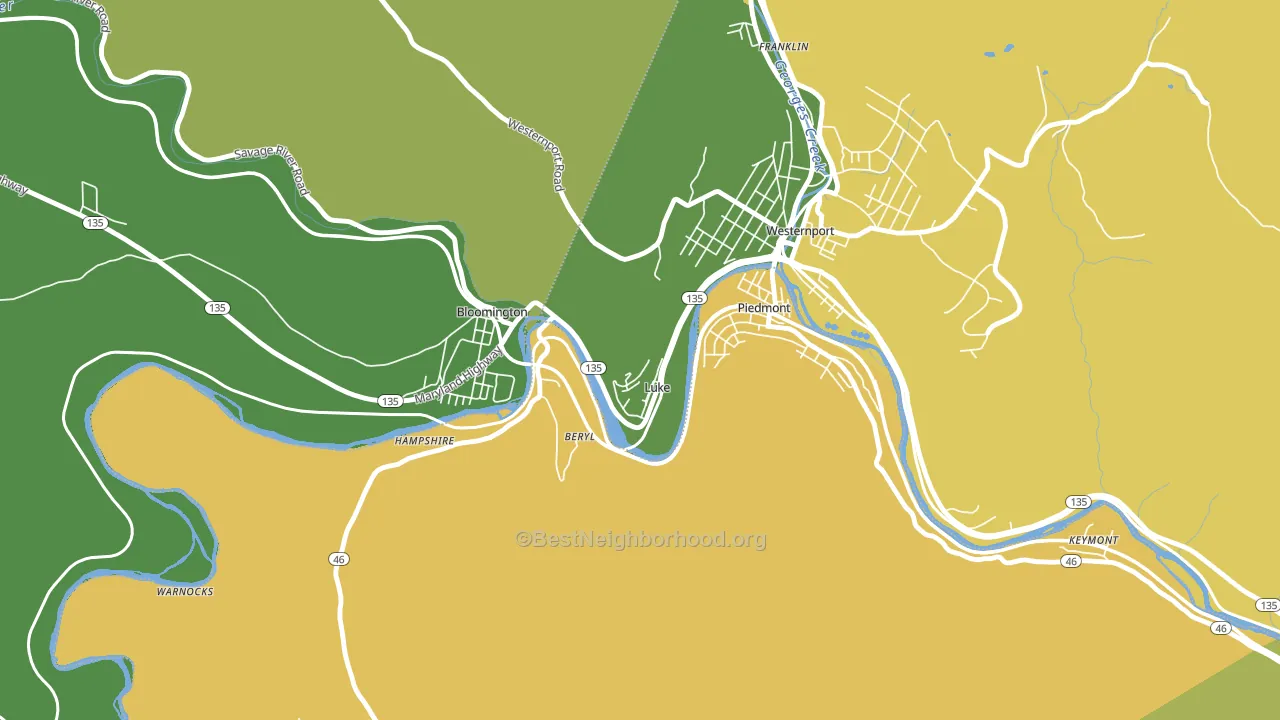 Luke, MD block-group voter-turnout map