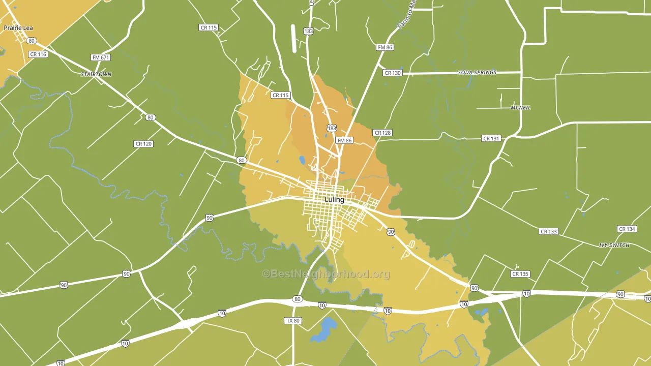 Luling, TX block-group voter-turnout map