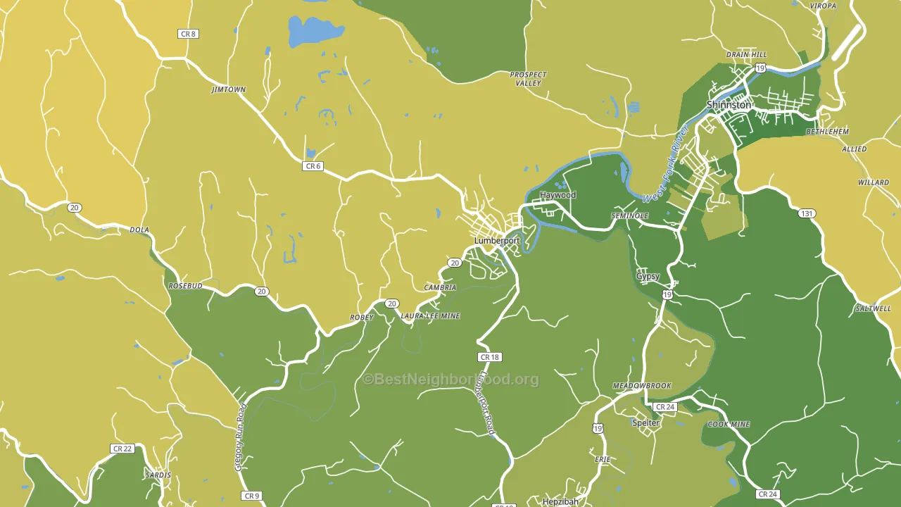 Lumberport, WV block-group voter-turnout map