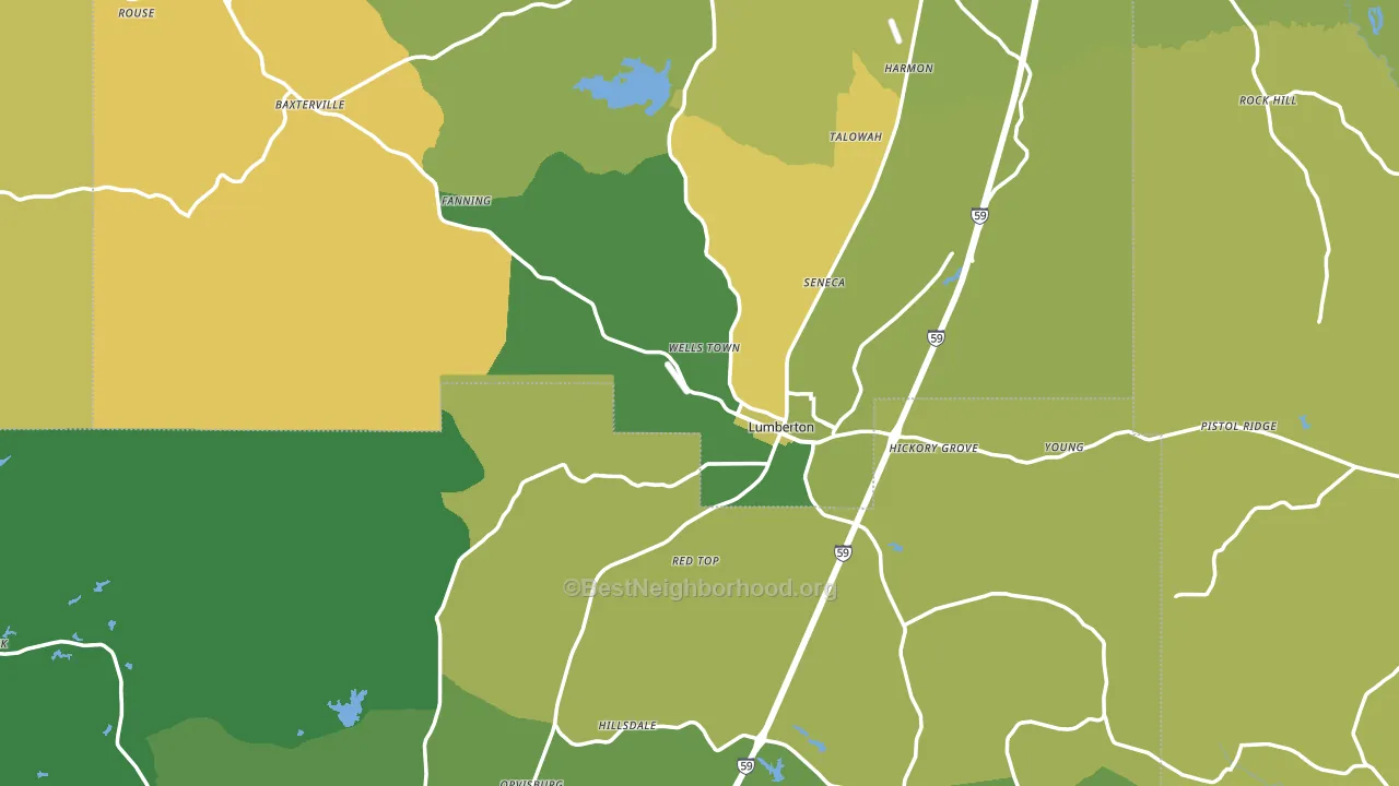 Lumberton, MS block-group voter-turnout map
