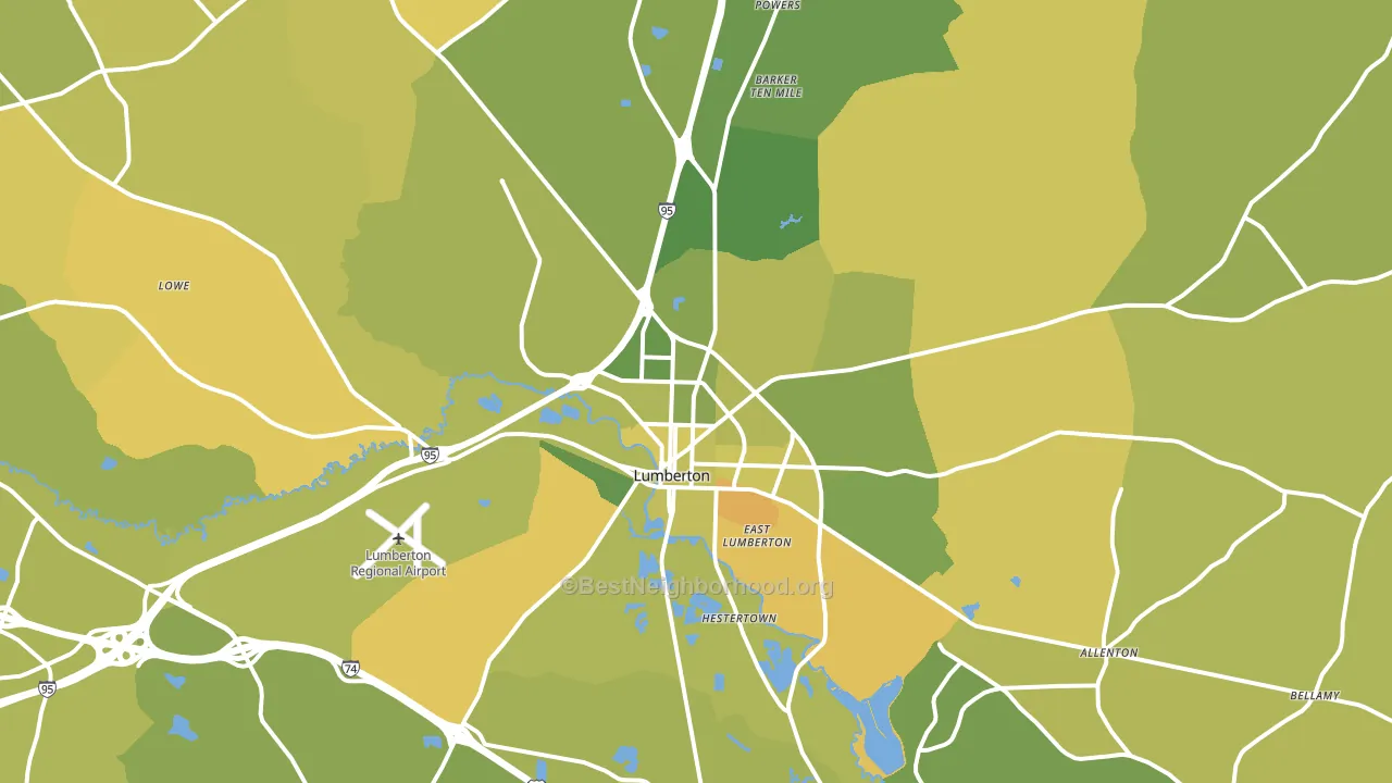 Lumberton, NC block-group voter-turnout map